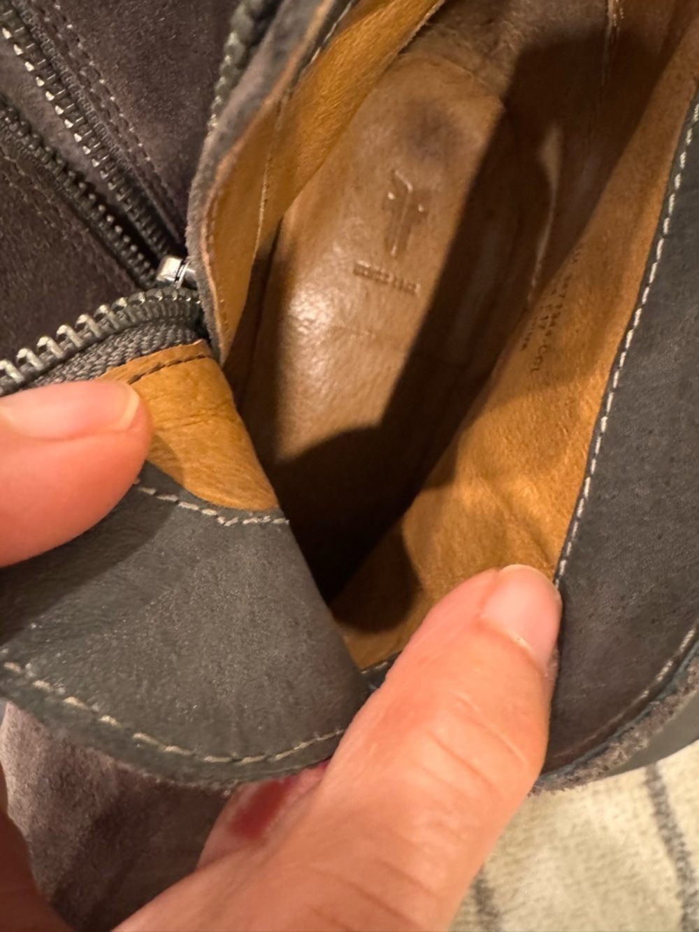 Frye Gray Suede Ankle Booties with Side Zipper - Picture 6 of 7